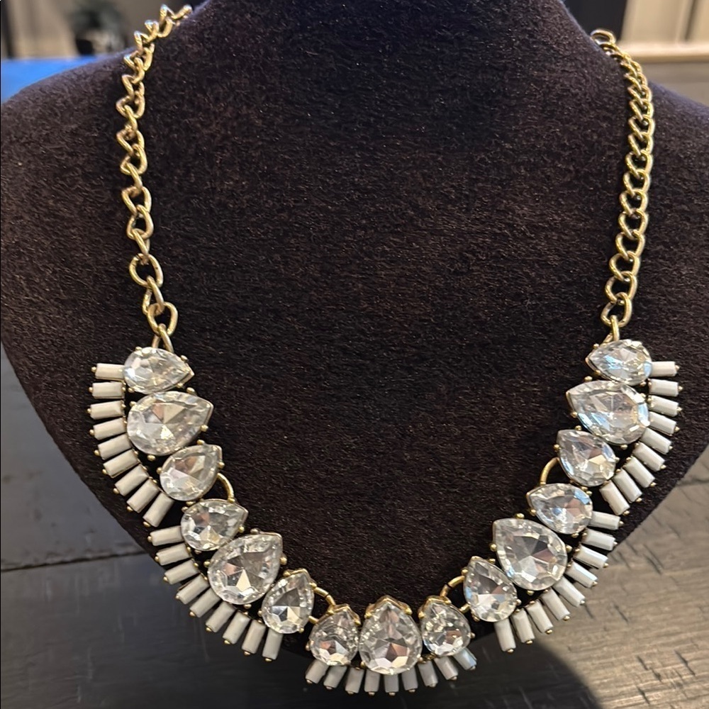 Loft Elegant Gold and Silver Rhinestone Statement Necklace